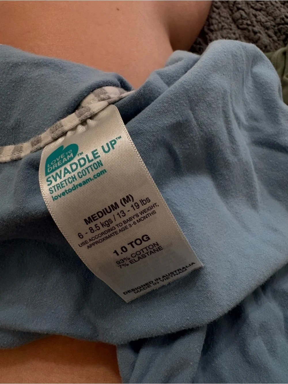 LOVE TO DREAM | 3-Pack Zipper Sleep Sacks in Gray, Olive, and Light Blue - Picture 4 of 5